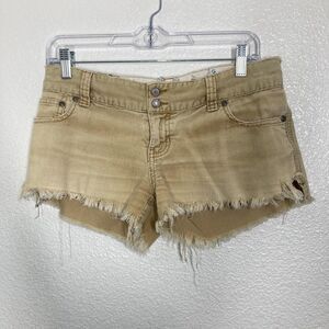 Abercrombie & Fitch Y2K Shorts 4 Tan Corduroy Cutoff Frayed Hem micro mini